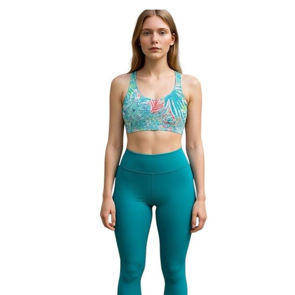 Lilly Pulitzer Multicolor Wirefree Racerback  Luxletic Sports Bra Size Medium - Picture 1 of 9